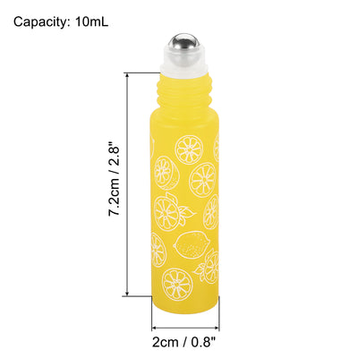 Harfington 10mL Roller Bottles, 2 Pack Glass Essential Oil Roller Balls with Flower Pattern Refillable Containers, Yellow