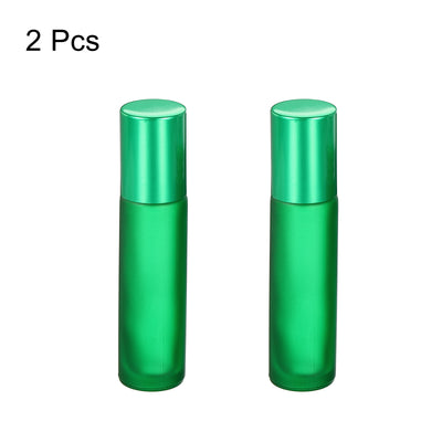 Harfington 10mL Roller Bottles, 2 Pack Glass Essential Oil Roller Balls with Cover Cap Refillable Containers, Matte Green