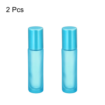 Harfington 10mL Roller Bottles, 2 Pack Glass Essential Oil Roller Balls with Cover Cap Refillable Containers, Matte Blue