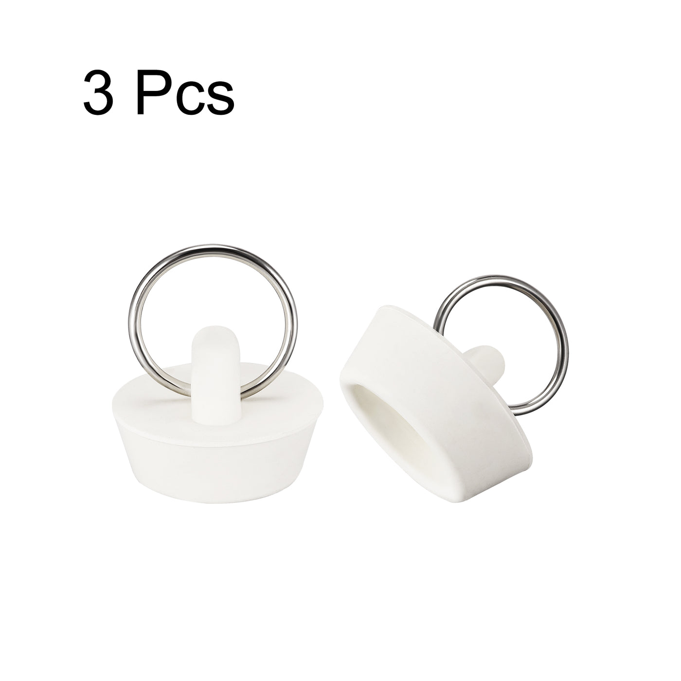 Uxcell Uxcell Rubber Sink Plug, White Drain Stopper Fit 2-3/32" to 2-3/16" Drain with Hanging Ring for Bathtub Kitchen and Bathroom 3pcs