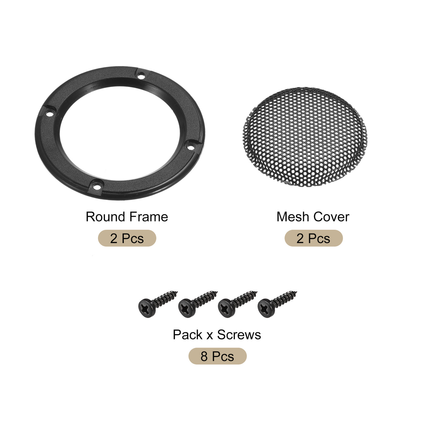 Harfington Speaker Grill Cover 2" Black Mesh Guard Protector W Screws Black Frame 2Pack