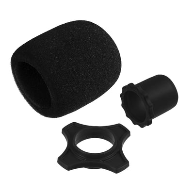 Harfington Microphone Cover, Anti Fall Rubber Ring and Mic Bottom Rod Holder Sleeve Black for KTV Mic Device, 3 Set