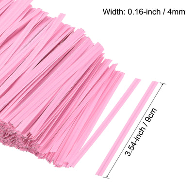 Harfington Twist Ties 3.54" Paper Closure Tie for Bread, Candy Pink 1000pcs