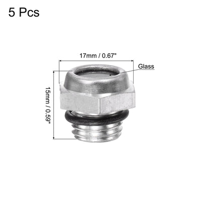 Harfington Uxcell Air Compressor Oil Level Gauge Sight Glass M10x1mm Male Thread Aluminum 5Pcs