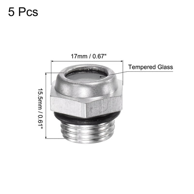 Harfington Uxcell Air Compressor Oil Level Gauge Sight Glass G1/4" Male Thread Aluminum 5Pcs