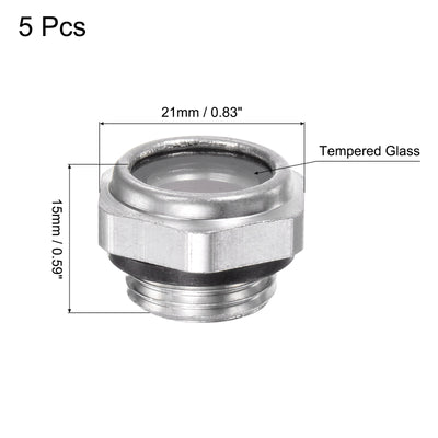 Harfington Uxcell Air Compressor Oil Level Gauge Sight Glass M33x1.5mm Male Thread Aluminum 5Pcs