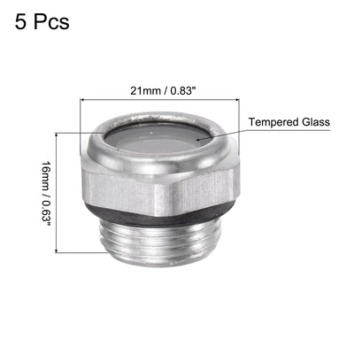 Harfington Uxcell Air Compressor Oil Level Gauge Sight Glass G1/2" Male Thread Aluminum 5Pcs