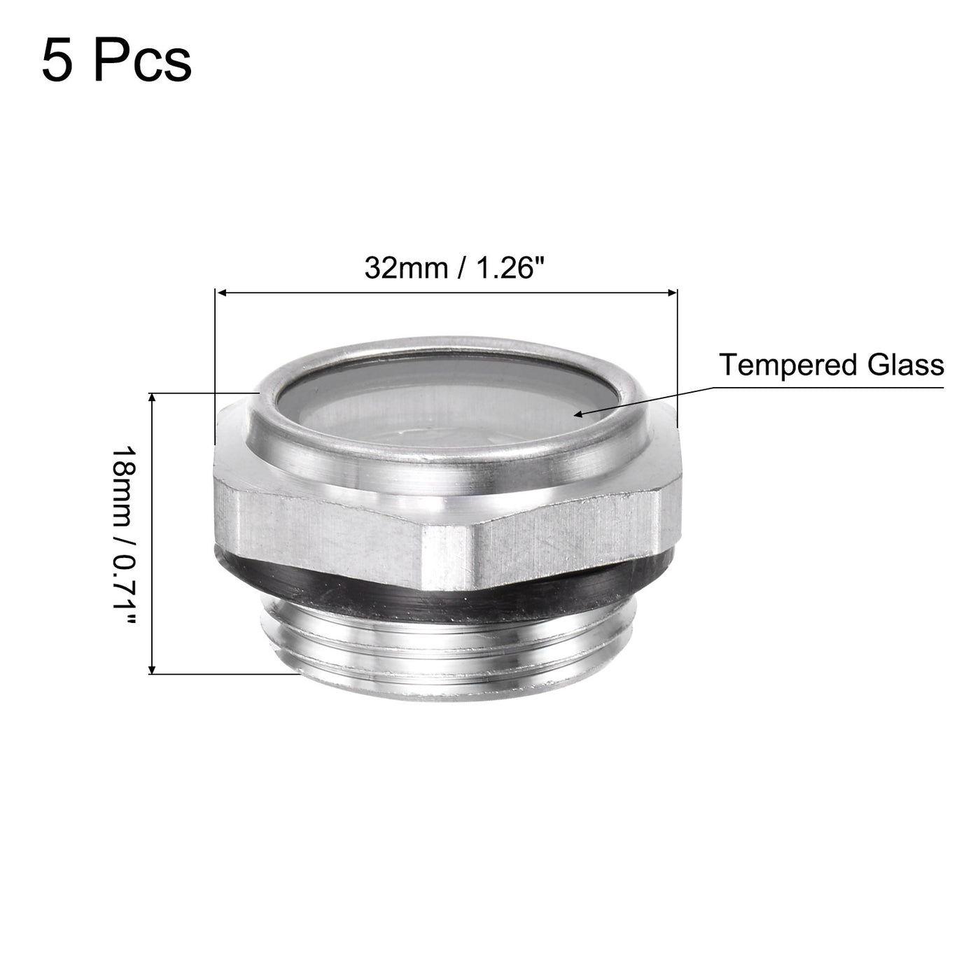 uxcell Uxcell Air Compressor Oil Level Gauge Sight Glass G3/4 Male Thread Aluminum 5Pcs