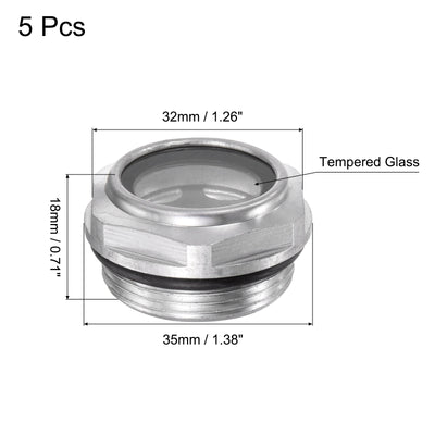 Harfington Uxcell Air Compressor Oil Level Gauge Sight Glass M30x1.5mm Male Thread Aluminum 5Pcs