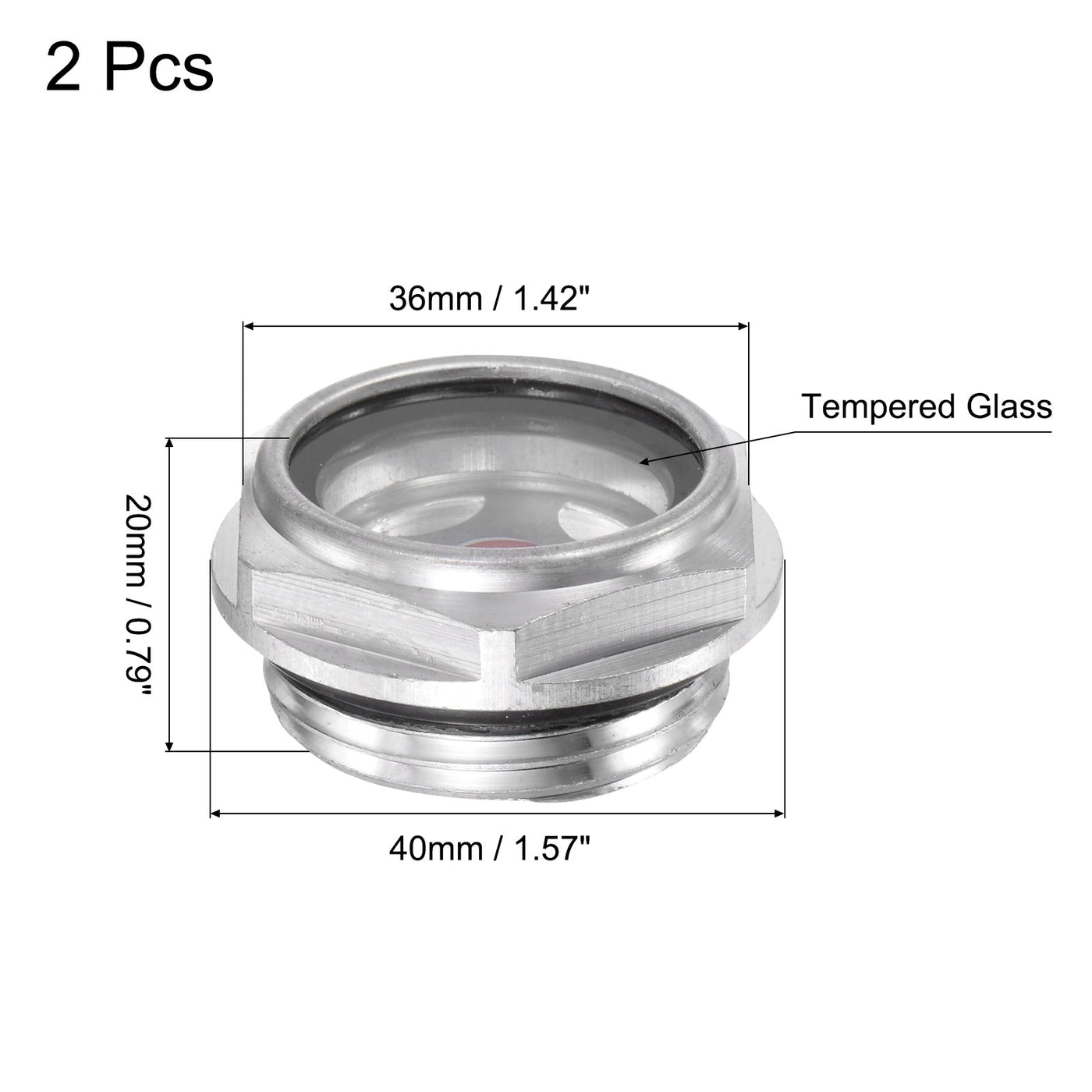 uxcell Uxcell Air Compressor Oil Level Gauge Sight Glass G1 Male Thread Aluminum 2Pcs