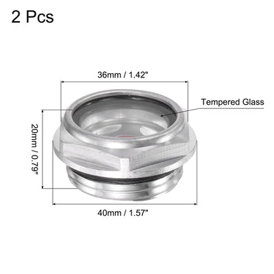 Harfington Uxcell Air Compressor Oil Level Gauge Sight Glass G1 Male Thread Aluminum 2Pcs