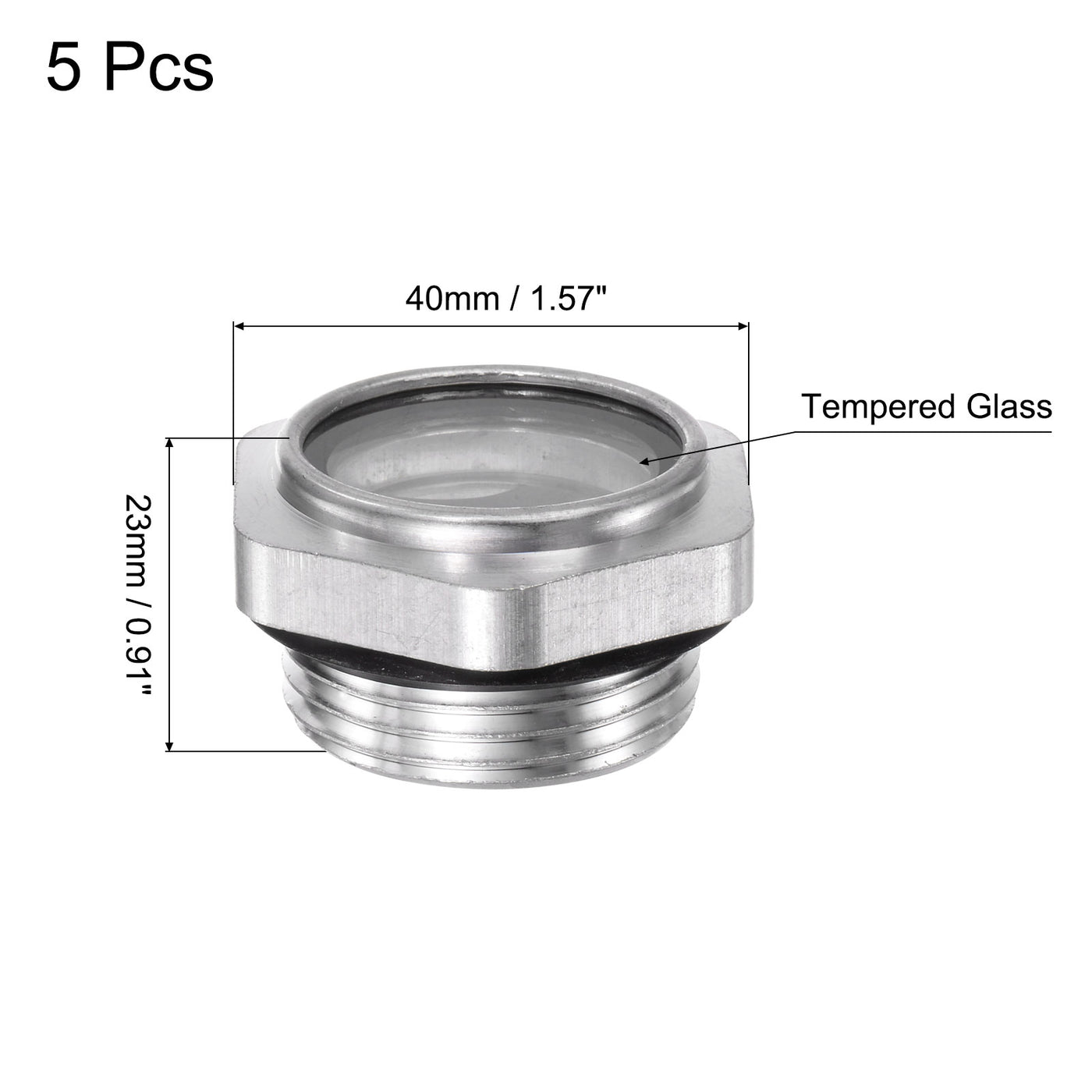 uxcell Uxcell Air Compressor Oil Level Gauge Sight Glass G1 Male Thread Aluminum 5Pcs