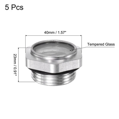 Harfington Uxcell Air Compressor Oil Level Gauge Sight Glass G1 Male Thread Aluminum 5Pcs