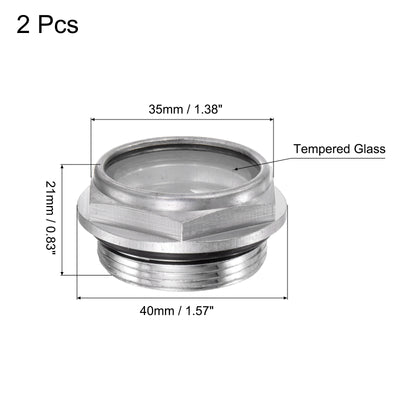 Harfington Uxcell Air Compressor Oil Level Gauge Sight Glass M33x2mm Male Thread Aluminum 2Pcs