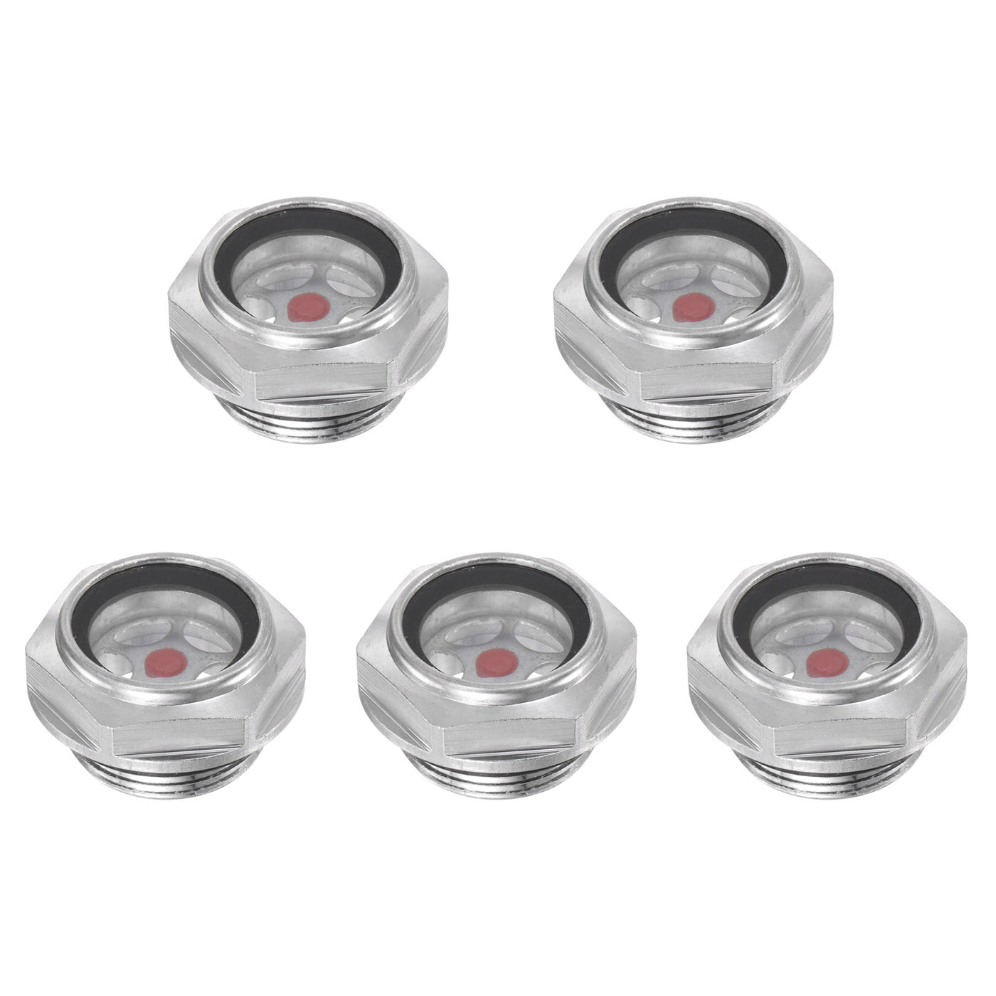 uxcell Uxcell Compressor Oil Level Gauge Sight Glass M27x1.5mm Male Thread 20mm Height 5Pcs
