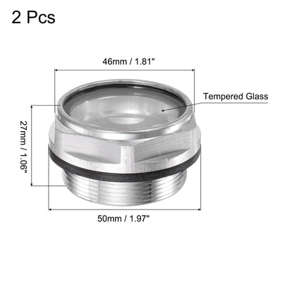 Harfington Uxcell Compressor Oil Level Gauge Sight Glass M42x1.5mm Male Thread 27mm Height 2Pcs