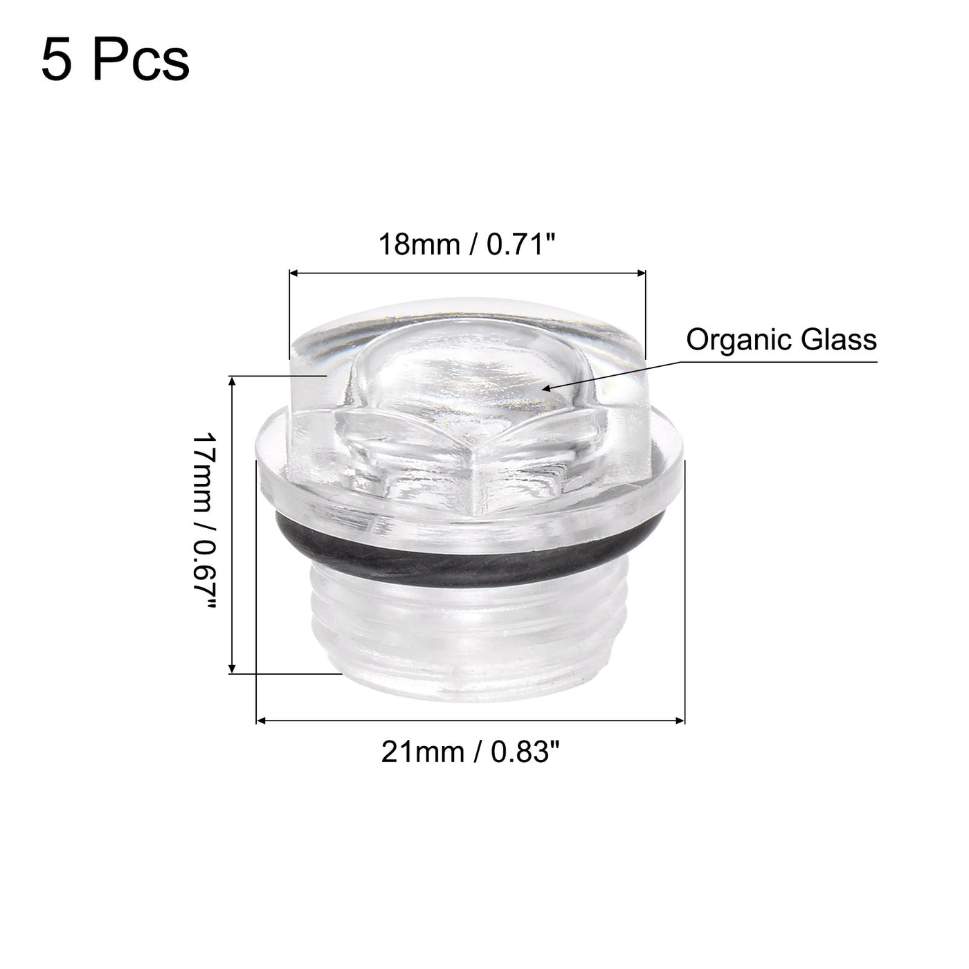 Uxcell Uxcell Air Compressor Oil Level Gauge Sight Glass G3/8 Male Plexi-glass 5Pcs