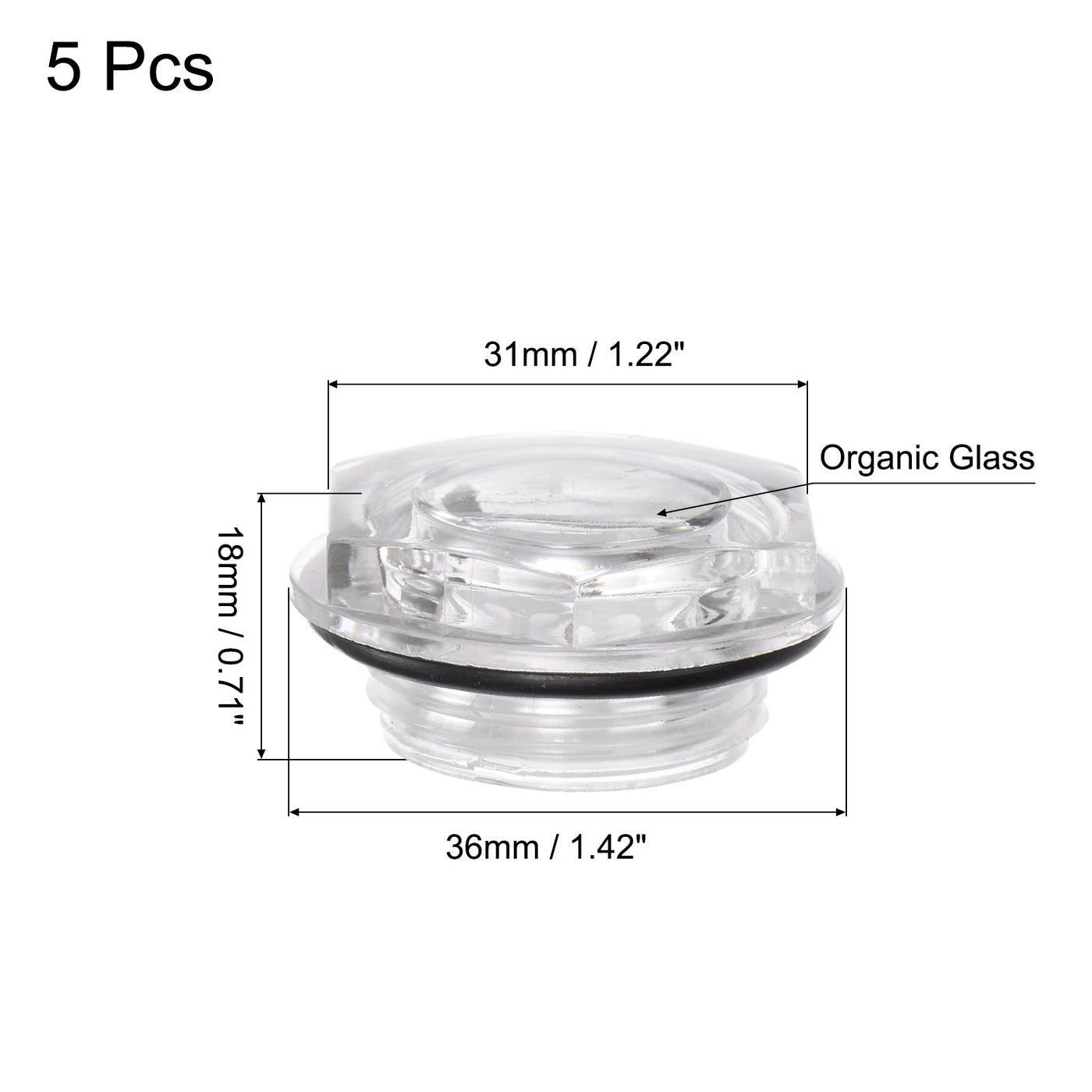 Uxcell Uxcell Air Compressor Oil Level Gauge Sight Glass G3/4 Male Plexi-glass 5Pcs