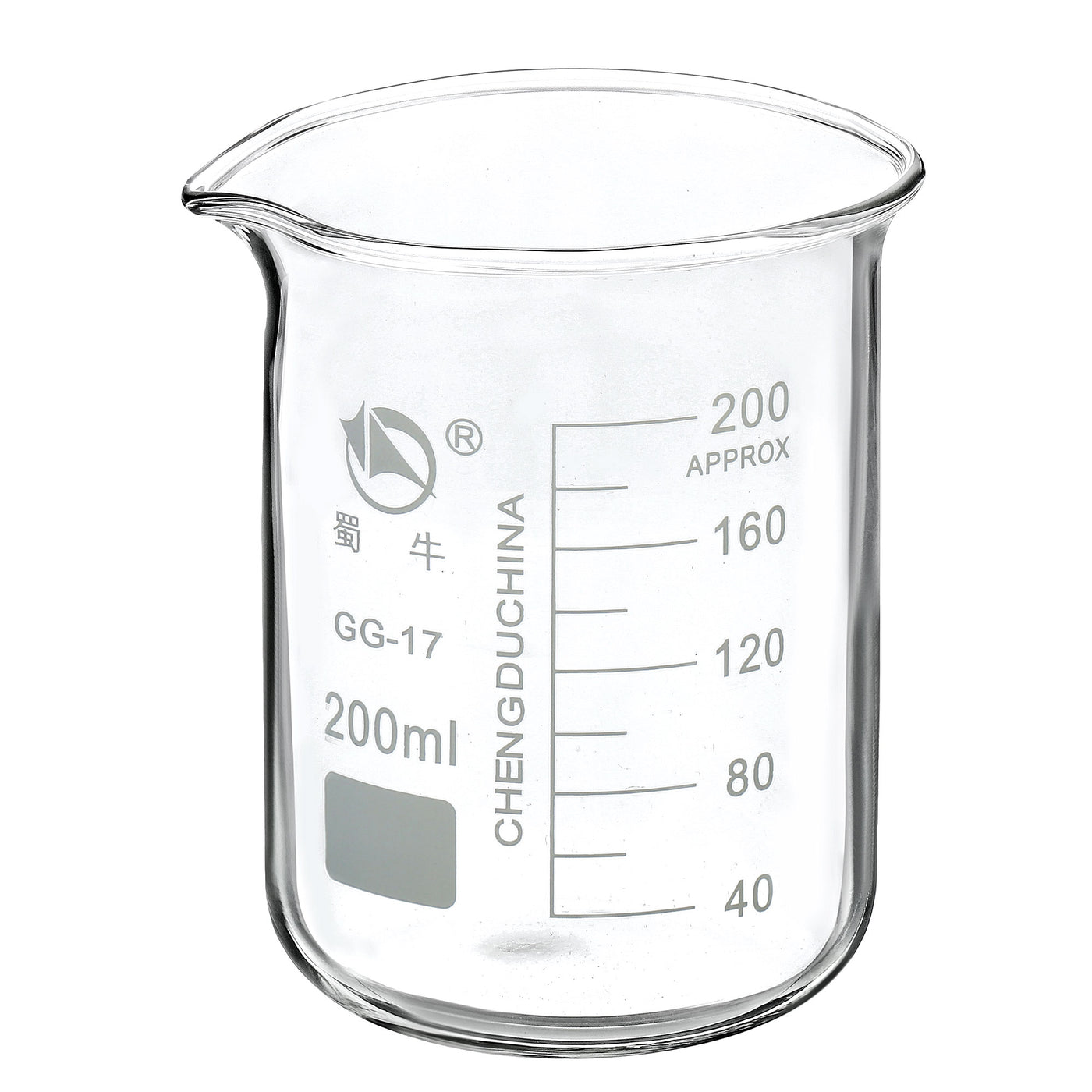 Harfington 200ml Low Form Glass Beaker, 3.3 Borosilicate Glass Graduated Printed Scale Measuring Cups with Spout for Kitchen Lab Liquids
