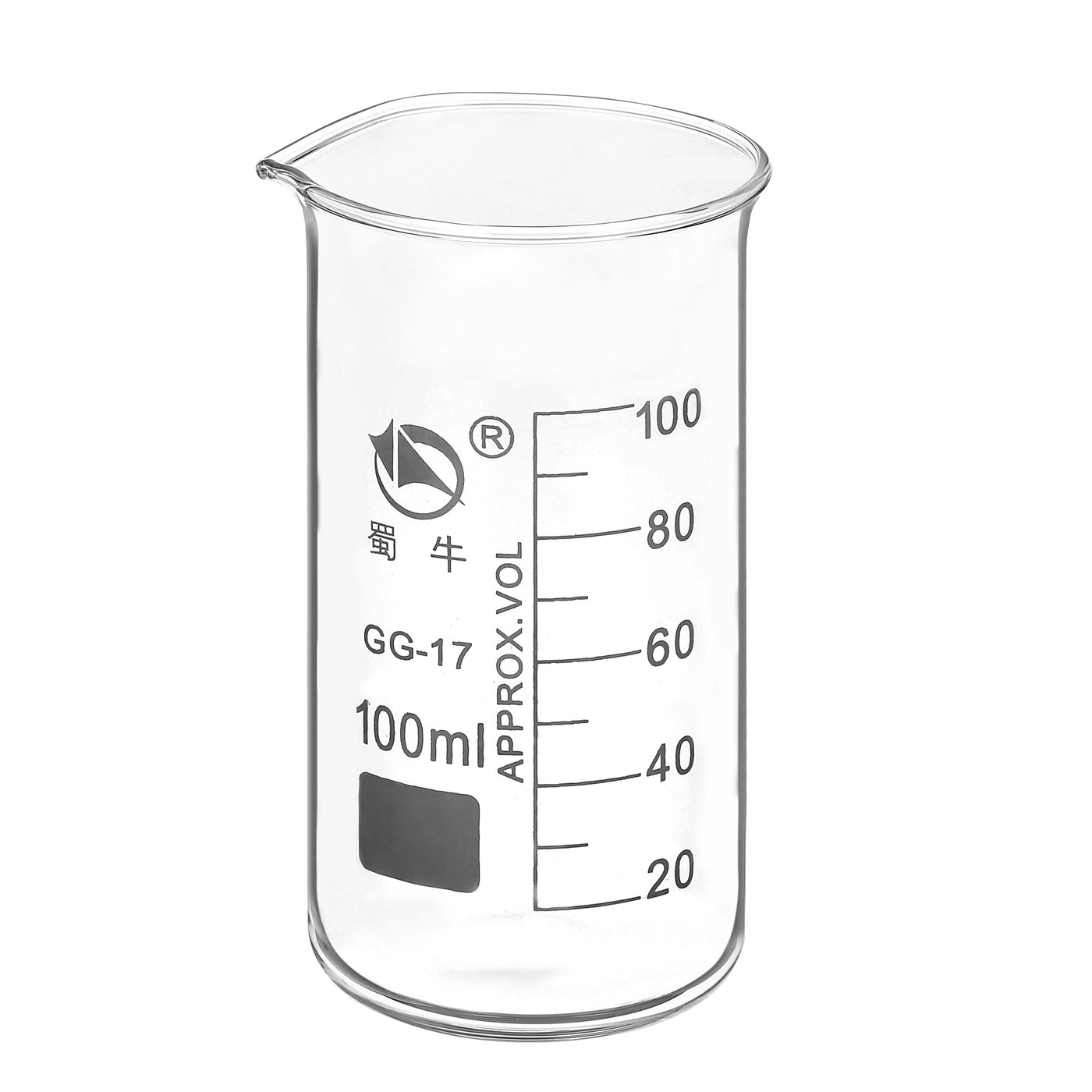 Harfington 100ml Tall Form Glass Beaker, 3.3 Borosilicate Glass Graduated Printed Scale Measuring Cups with Spout for Kitchen Lab Liquids