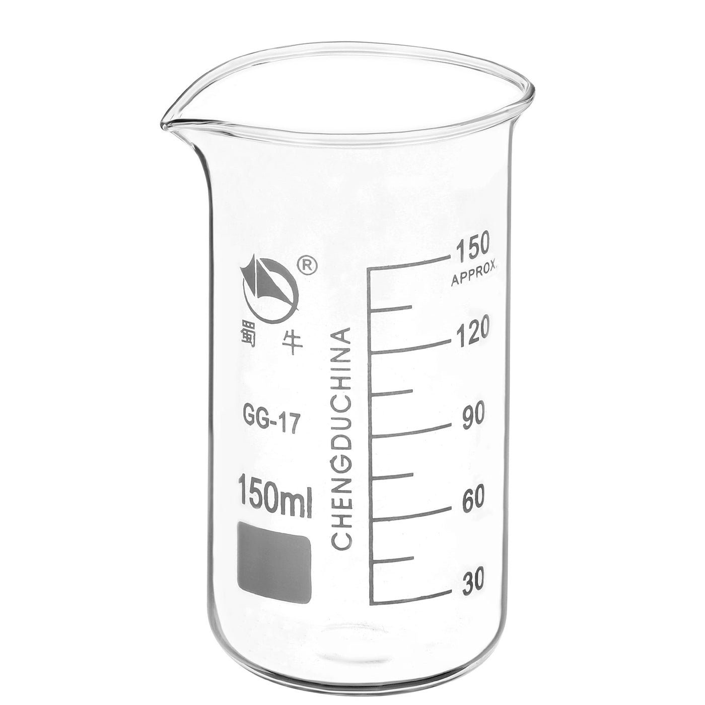 Harfington 150ml Tall Form Glass Beaker, 3.3 Borosilicate Glass Graduated Printed Scale Measuring Cups with Spout for Kitchen Lab Liquids