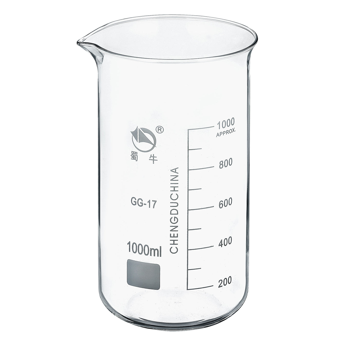 Harfington 1000ml Tall Form Glass Beaker, 3.3 Borosilicate Glass Graduated Printed Scale Measuring Cups with Spout for Kitchen Lab Liquids