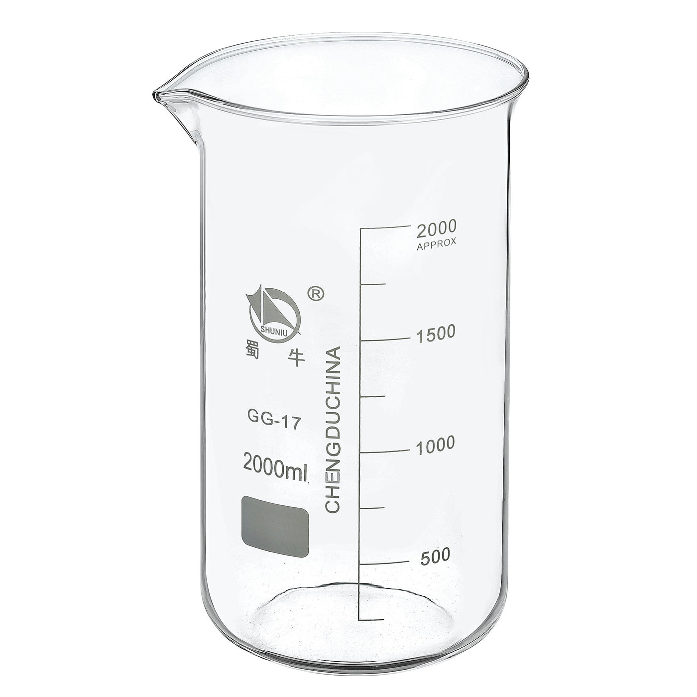 Harfington 2000ml Tall Form Glass Beaker, 3.3 Borosilicate Glass Graduated Printed Scale Measuring Cups with Spout for Kitchen Lab Liquids
