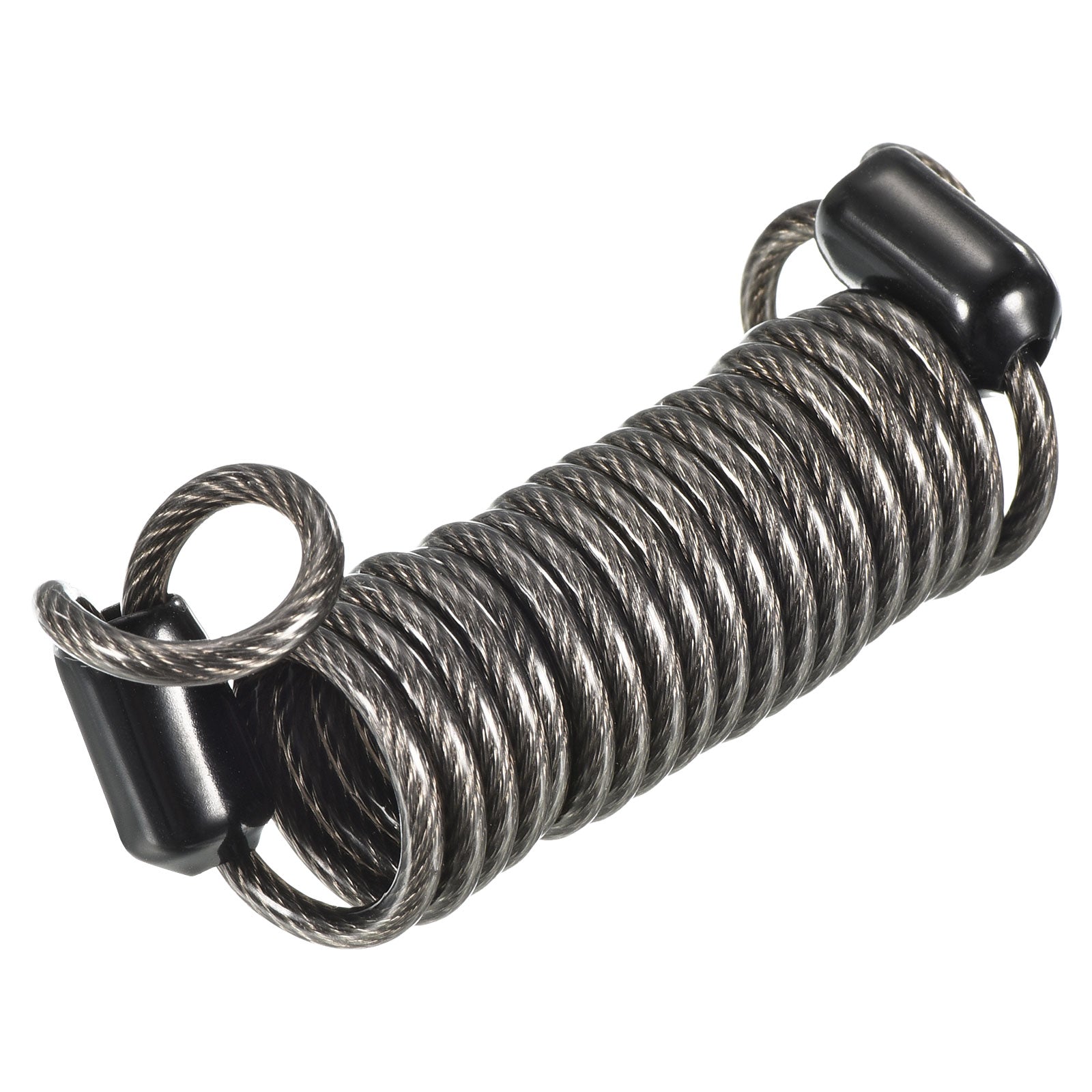 Security Steel Cable 2.5mmx1m Coated Spring Rope W Loop Black | Harfington