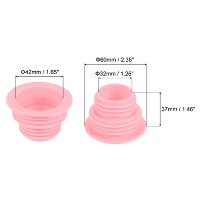 Harfington Drain Pipe Seal Hose Silicone Plug Sewer Sealing Ring Connector 2Pcs Pink