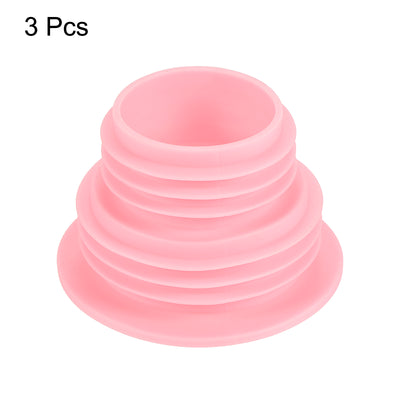 Harfington Drain Pipe Seal Hose Silicone Plug Sewer Sealing Ring Connector 3Pcs Pink
