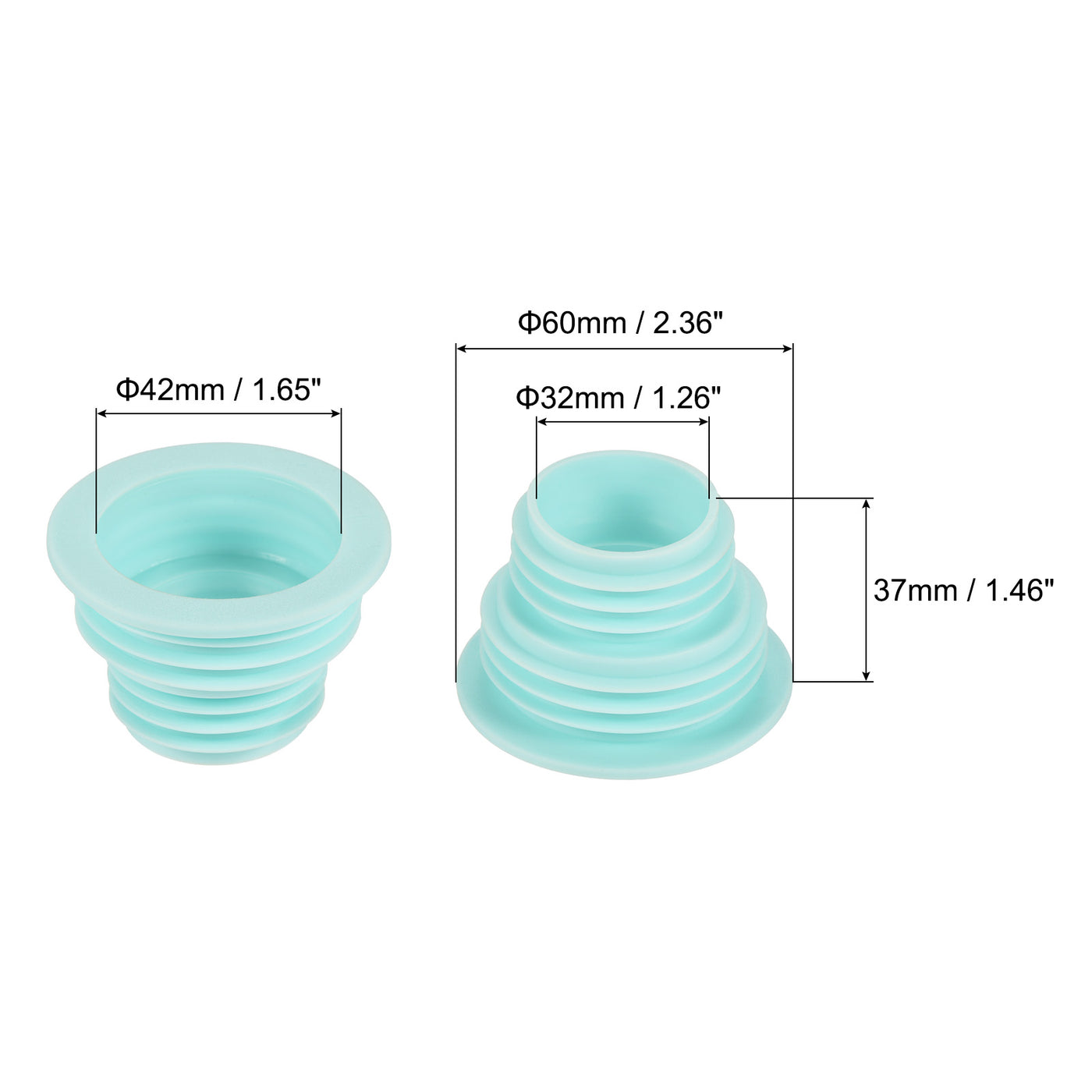 Harfington Drain Pipe Seal Hose Silicone Plug Sewer Sealing Ring Connector 2Pcs Green