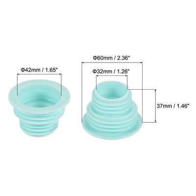 Harfington Drain Pipe Seal Hose Silicone Plug Sewer Sealing Ring Connector 3Pcs Green