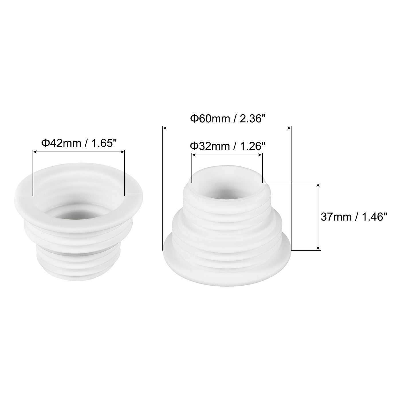 Harfington Drain Pipe Seal Hose Silicone Plug Sewer Sealing Ring Connector White