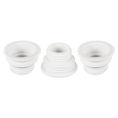 Harfington Drain Pipe Seal Hose Silicone Plug Sewer Sealing Ring Connector 3Pcs White