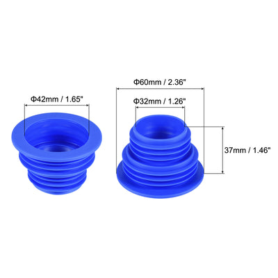 Harfington Drain Pipe Seal Hose Silicone Plug Sewer Sealing Ring Connector 2Pcs Blue