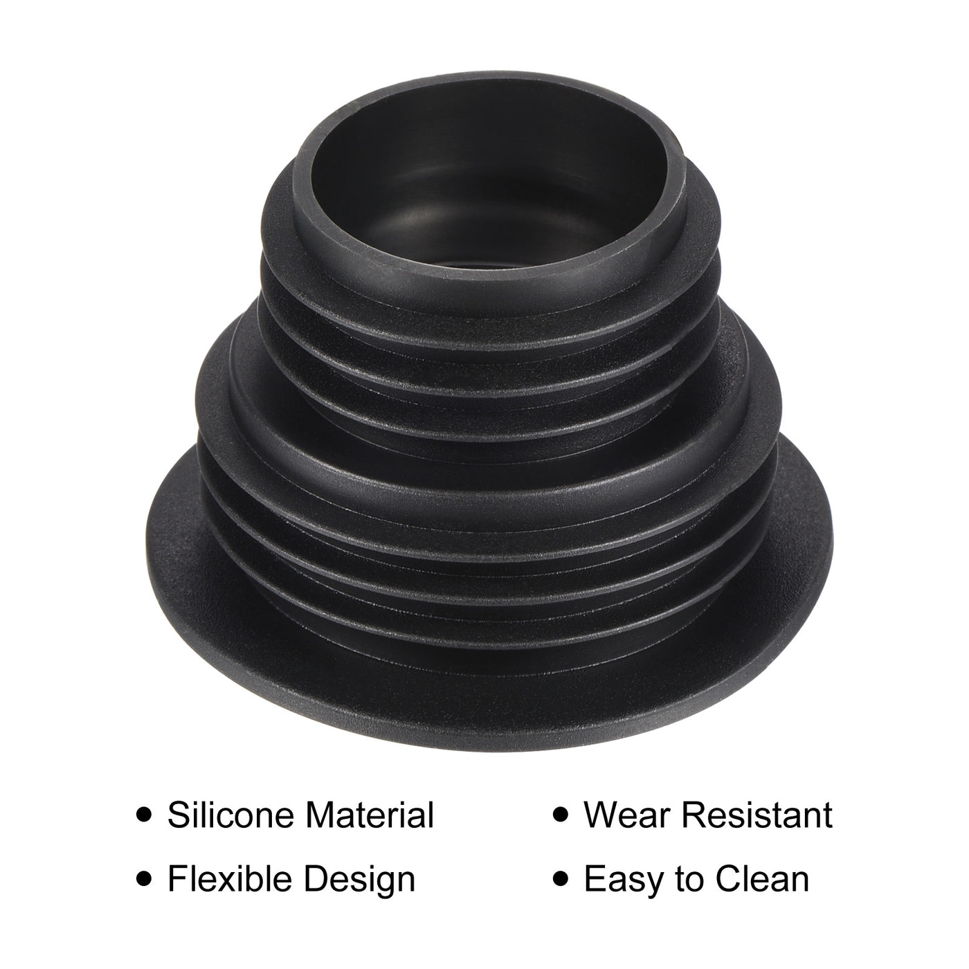 Harfington Drain Pipe Seal Hose Silicone Plug Sewer Sealing Ring Connector 3Pcs Black
