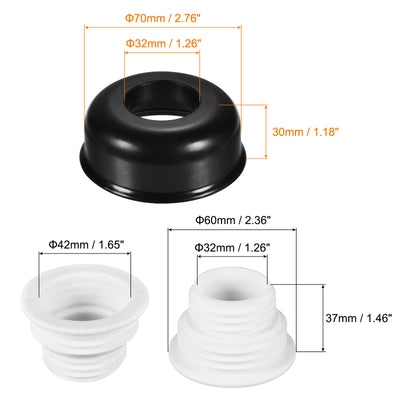 Harfington Drain Pipe Seal Hose Silicone Plug Sewer Sealing with Cover 1 Set Black, White