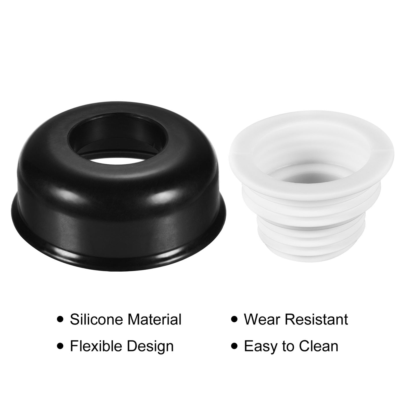 Harfington Drain Pipe Seal Hose Silicone Plug Sewer Sealing with Cover 2 Set Black, White