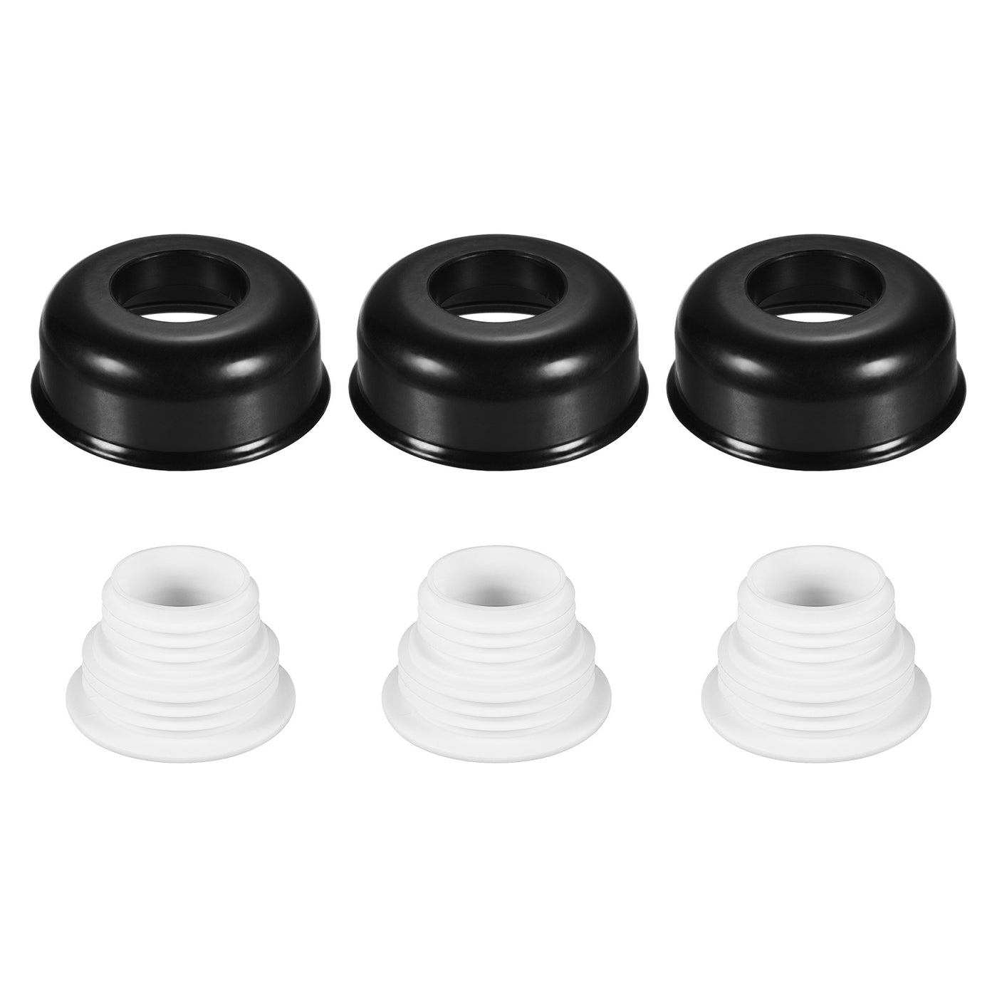 Harfington Drain Pipe Seal Hose Silicone Plug Sewer Sealing with Cover 3 Set Black, White