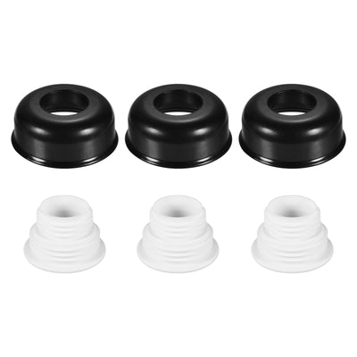 Harfington Drain Pipe Seal Hose Silicone Plug Sewer Sealing with Cover 3 Set Black, White