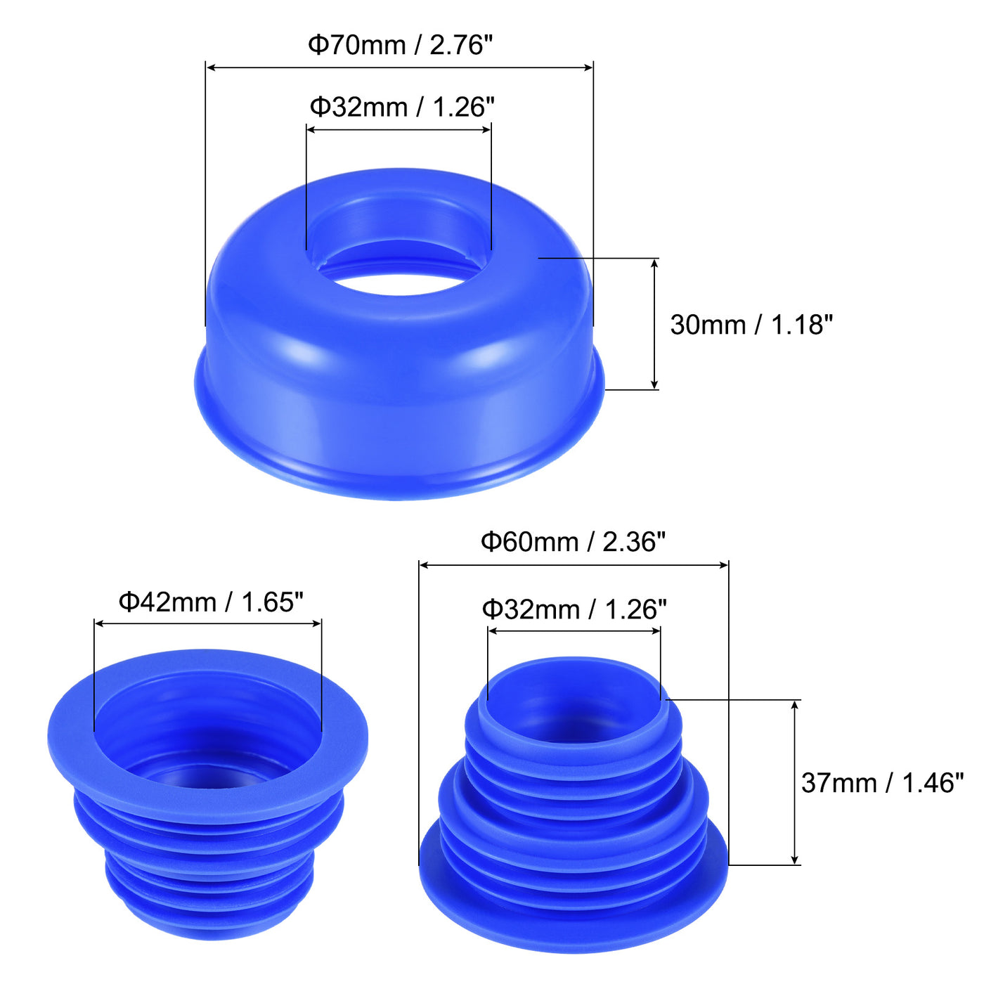 Harfington Drain Pipe Seal Hose Silicone Plug Sewer Sealing with Cover 1 Set Blue