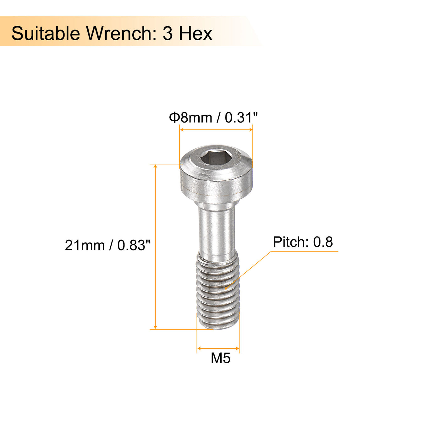 Uxcell Uxcell M5x21-0.8 Set Screws for Carbide Insert CNC Lathe Turning Tool Holder, 10Pcs