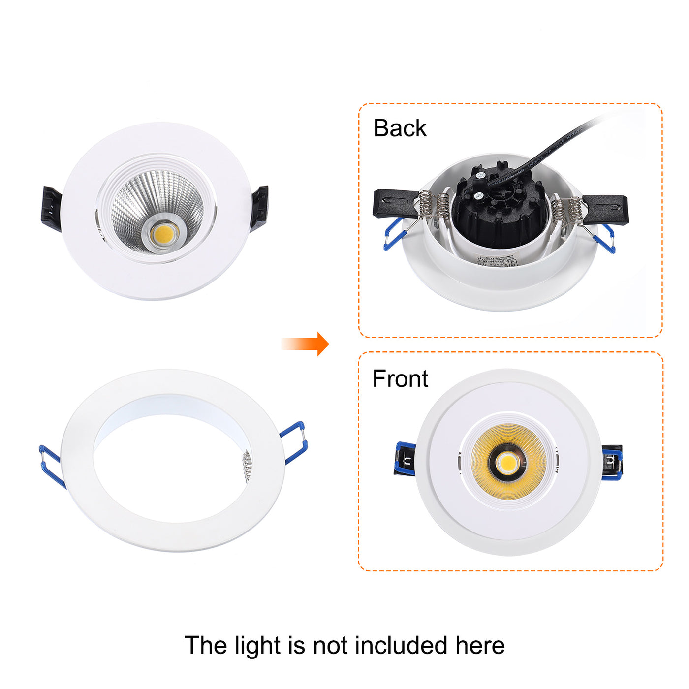 Harfington 2.2" Inner Dia. Light Trim Ring, Aluminum Alloy Circular Light Cover Lighting Fixture for Ceiling Wall Recessed Can Downlight, White