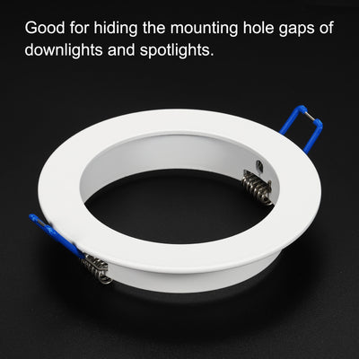 Harfington 3" Inner Dia. Light Trim Ring, Aluminum Alloy Circular Light Cover Lighting Fixture for Ceiling Wall Recessed Can Downlights, White
