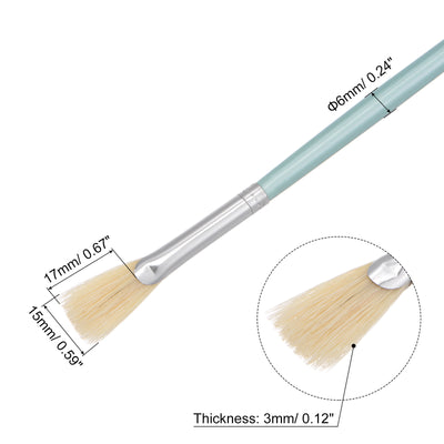 Harfington Uxcell Paint Brushes 0.59" Width 0.12" Thick Natural Bristle with Blue Wood Handle