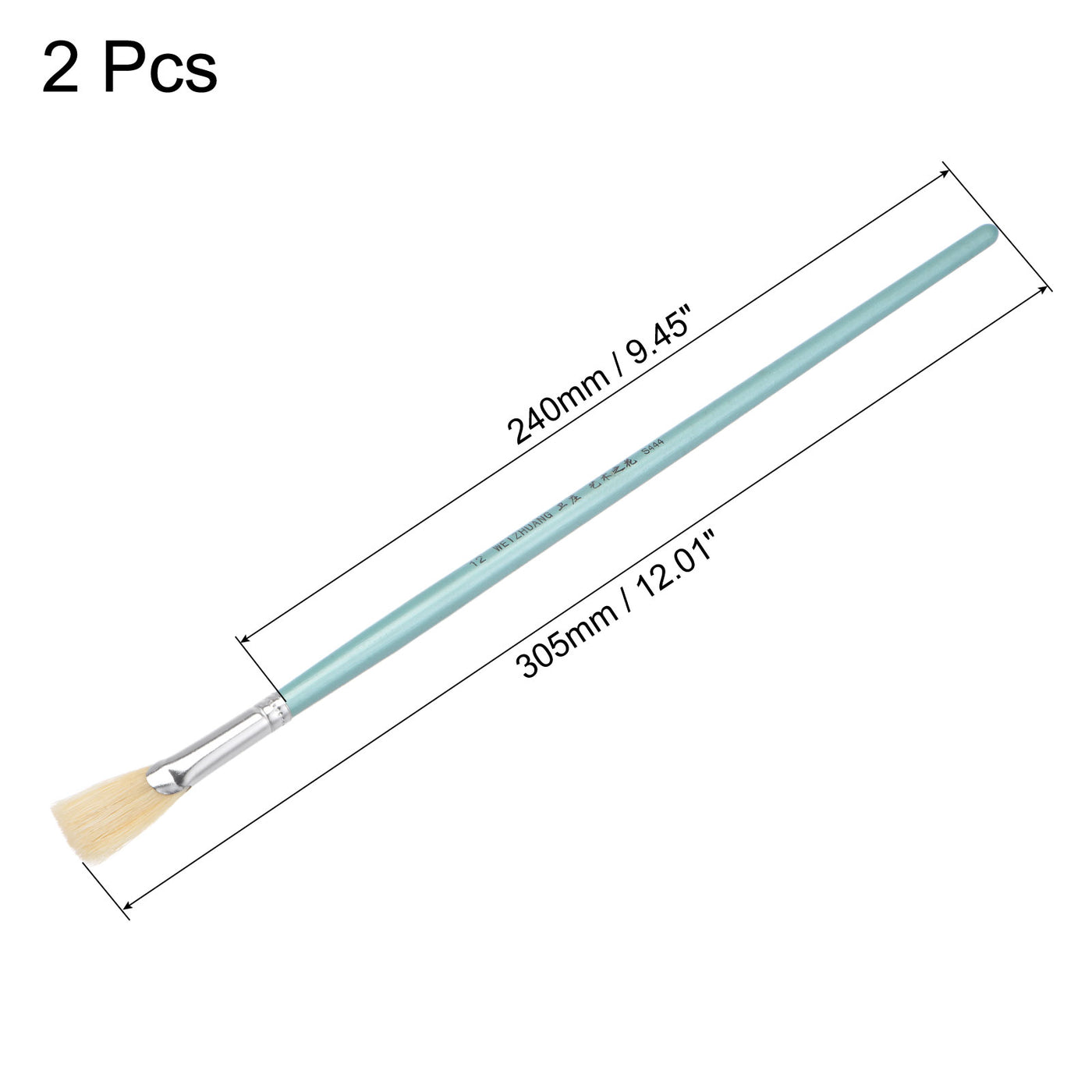 uxcell Uxcell Paint Brushes 0.87" Width 0.2" Thick Natural Bristle with Blue Wood Handle 2Pcs