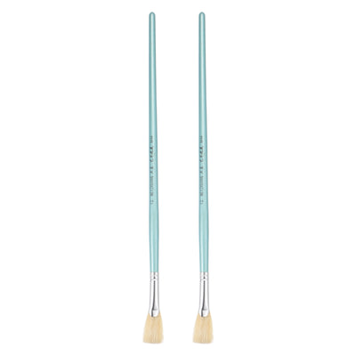 Harfington Uxcell Paint Brushes 0.87" Width 0.2" Thick Natural Bristle with Blue Wood Handle 2Pcs