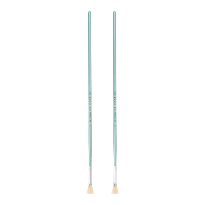 Harfington Uxcell Paint Brushes 0.39" Width 0.08" Thick Natural Bristle with Blue Wood Handle 2Pcs