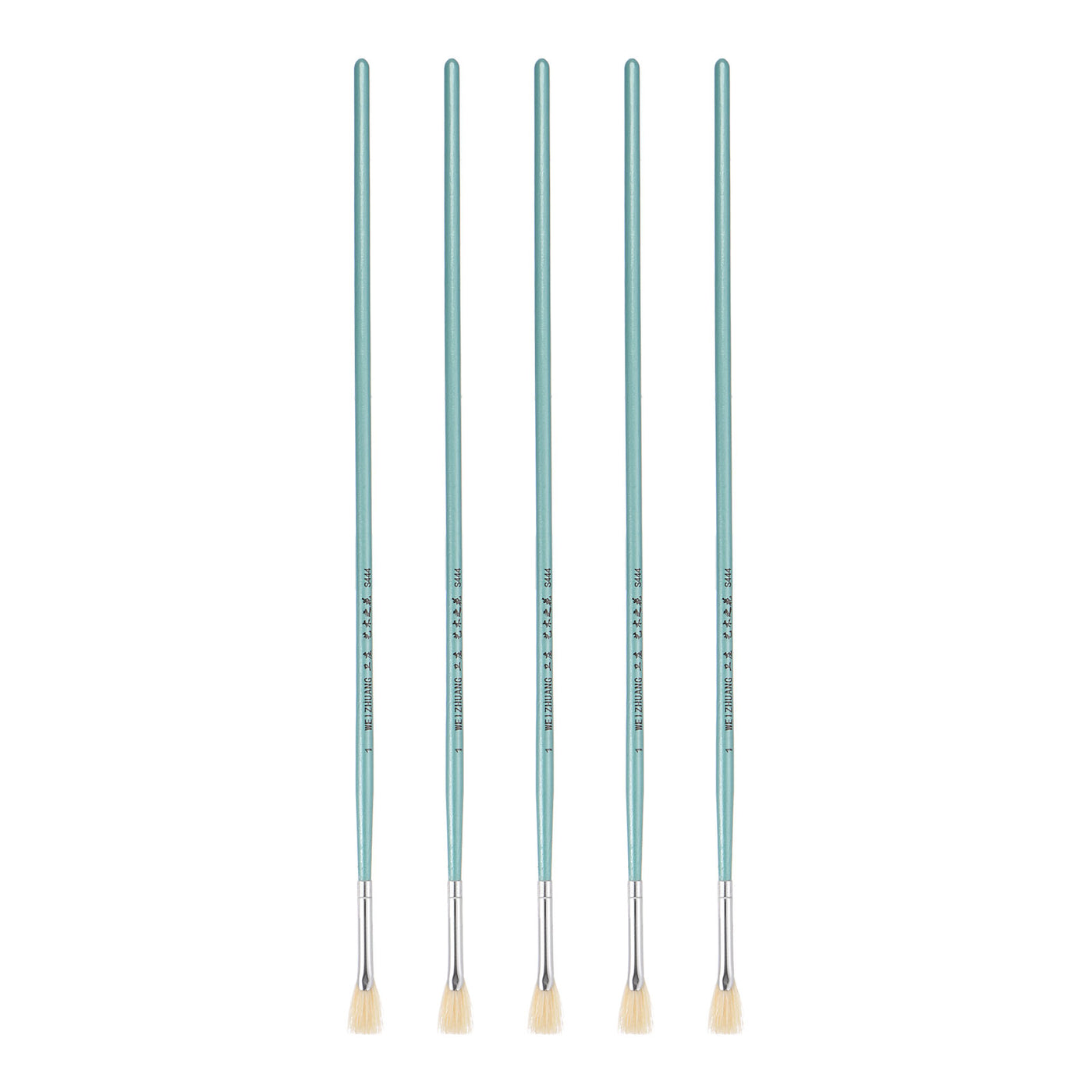 uxcell Uxcell Paint Brushes 0.43" Width 0.08" Thick Natural Bristle with Blue Wood Handle 5Pcs