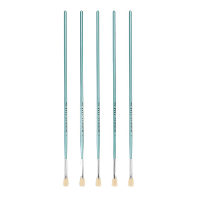 Harfington Uxcell Paint Brushes 0.43" Width 0.08" Thick Natural Bristle with Blue Wood Handle 5Pcs